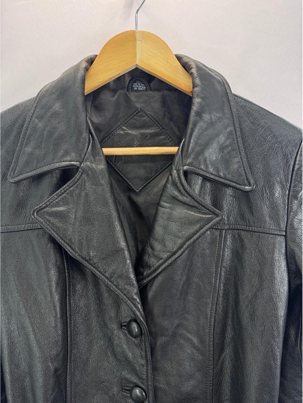 Vintage Jacqueline Ferrar Classic Luxury Leather Belted Jacket Small Black 90s - Picture 3 of 11